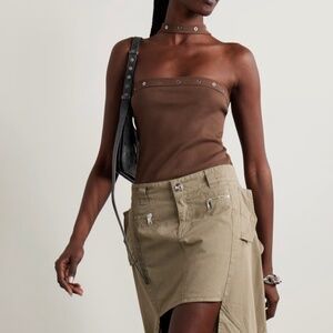 The Attico Lace-up ribbed cotton-jersey halterneck tank IT40/S